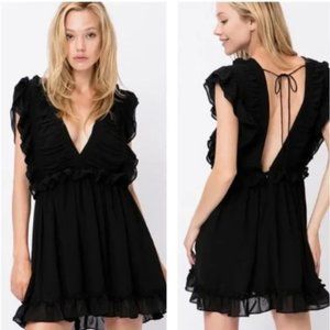 STORIA Black Ruffle Cocktail Dress Like New Size M - LBD!